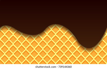 background of wafers in chocolate
