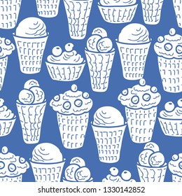 Background of waffle cups of ice cream