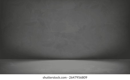 Background Wall Grey Cement with 3d floor,Empty studio room concrete texture with white ight,shadow on podium display for product presentation, Vecor minimalist Background Backdrop for cosmetic banner