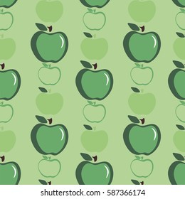 Background. Wallpaper. Apples and leaves. Vector illustration