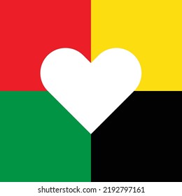 background, wallpaper, banner, illustration, template, backdrop, poster. In picture have white heart and red,green,yellow,black.