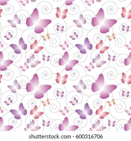 Background wallpaper with butterflies. Vector illustration