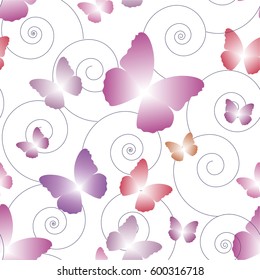Background wallpaper with butterflies. Vector illustration