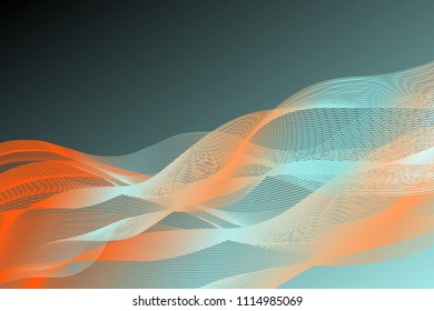 Background, wallpaper, card. Lines, green and blue colors. Vector illustration, abstract structure. 