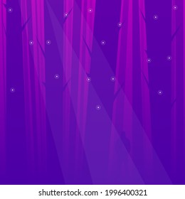 Background Wallpaper Cartoon Magic Mystical Fantasy Forest Trees Dots Sparkles In Fog Mystery Man Silhouette Stars Sparkles Unicorn Silhouette  Purple Pink Dark Sunset Sky Vector Design