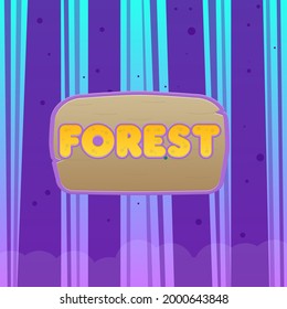 Background Wallpaper Cartoon Magic Mystical Fantasy Game UI Window  Forest Trees Dots In Fog Cloud Turquoise Purple Vector Design
