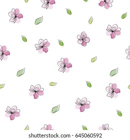 Background wallpaper with cherry blossoms. Vector illustration.