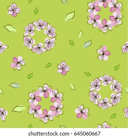 Background wallpaper with cherry blossoms. Vector illustration.