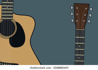 background wallpaper of classical acoustic guitar Isolated flat vector illustration