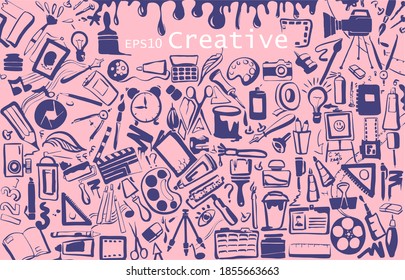 Background Wallpaper for creativity, creative activity or blogger. Vector. A screen saver for social networks. You can add your own title.