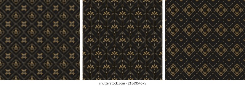 Background wallpaper with decorative ornament set. Vector image