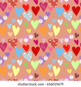 Background wallpaper with hearts. Vector illustration.
