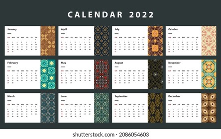 background wallpaper layout calendar office time diary 2022 new year template icon logo pattern day month style diary flat design element black vintage business season number date sunday element white