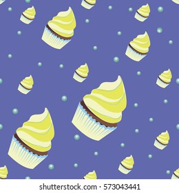 Background wallpaper with muffins. Vector.