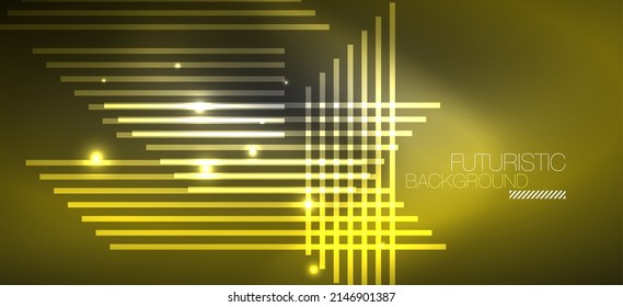 Background wallpaper neon glowing lines and geometric shapes. Dark wallpaper for concept of AI technology, blockchain, communication, 5G, science, business and technology