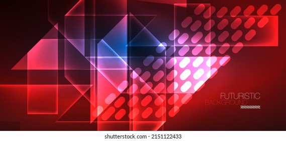 Background wallpaper neon glowing lines and geometric shapes. Dark wallpaper for concept of AI technology, blockchain, communication, 5G, science, business and technology