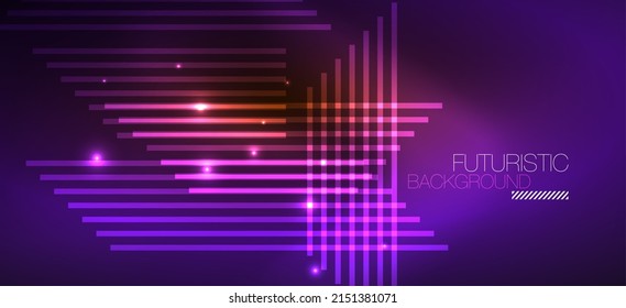 Background wallpaper neon glowing lines and geometric shapes. Dark wallpaper for concept of AI technology, blockchain, communication, 5G, science, business and technology