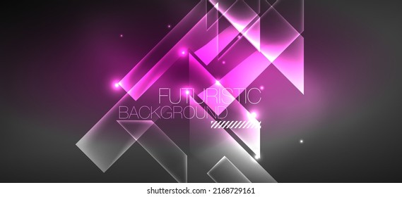 Background wallpaper neon glowing lines and geometric shapes. Dark wallpaper for concept of AI technology, blockchain, communication, 5G, science, business and technology