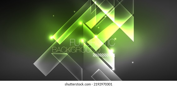 Background wallpaper neon glowing lines and geometric shapes. Dark wallpaper for concept of AI technology, blockchain, communication, 5G, science, business and technology
