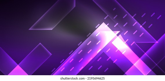 Background wallpaper neon glowing lines and geometric shapes. Dark wallpaper for concept of AI technology, blockchain, communication, 5G, science, business and technology