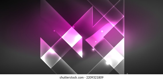 Background wallpaper neon glowing lines and geometric shapes. Dark wallpaper for concept of AI technology, blockchain, communication, 5G, science, business and technology