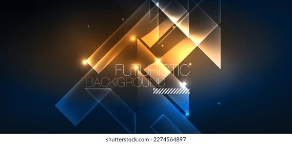 Background wallpaper neon glowing lines and geometric shapes. Dark wallpaper for concept of AI technology, blockchain, communication, 5G, science, business and technology