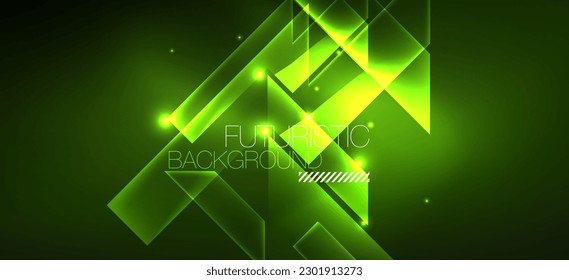 Background wallpaper neon glowing lines and geometric shapes. Dark wallpaper for concept of AI technology, blockchain, communication, 5G, science, business and technology