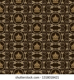 background wallpaper in royal style seamless texture brown pattern vector illustration