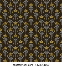 Background wallpaper seamless gold gray pattern in art deco style for your design. Vector graphics