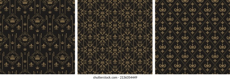 Conjunto de fondo de papel pintado. Estilo real vintage. Gráficos vectoriales
