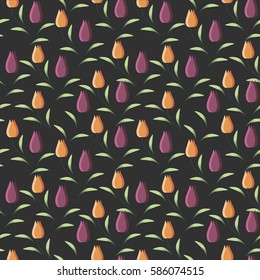 background wallpaper with spring tulips. Vector illustration