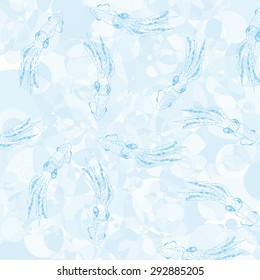 The background wallpaper with squid. Blue background. Ocean Sea.