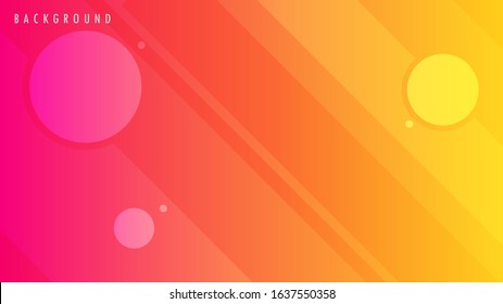 Background, Wallpaper Template. Orange, Red, Yellow Gradient Color. Abstract Modern Minimal Geometric Line Strips, Circle Dots Shape. Design Graphic Vector EPS10