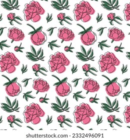 background wallpaper wrapping carpet textile cloth fabric package cover print repeat pattern seamless vector illustration peony rose bouquet leaves wedding invitation certificate banner template art