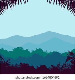 Hintergrund-Wallpaper (blauer grüner Bergwald) und Berg