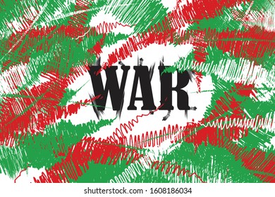 Background of War and color Iran of flag