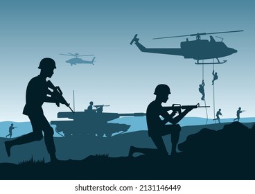 Background Of War In Situation Of The Battle Ready To Attack,vector Illustration