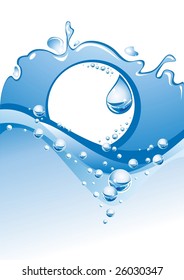 Background with water, bubbles and drops (vector illustration)