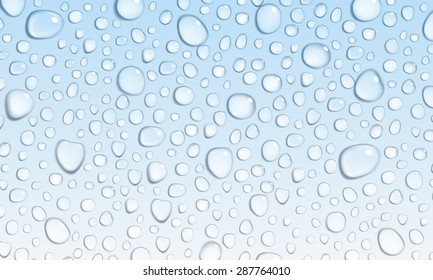 Background of water droplets on the surface in light blue colors