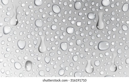 Background of water droplets on the surface in gray colors