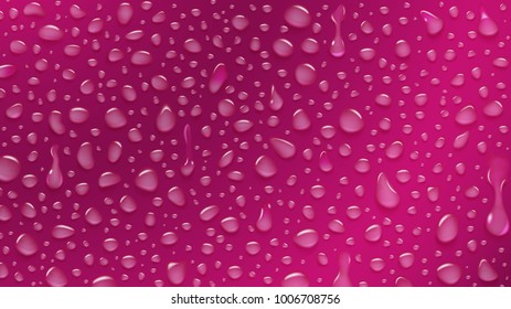 Background of water drops of different shapes with shadows in pink colors