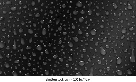 Background of water drops of different shapes with shadows in black colors