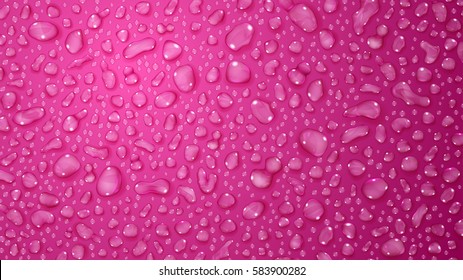 Background of water drops on the some surface in pink colors