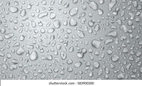 Background of water drops on the some surface in gray colors