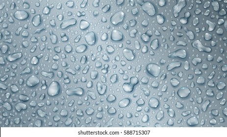 Background of water drops on the some surface in gray colors