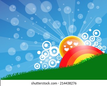 background water sky rianbows morning sunshine