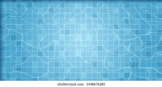 Background with water surface in pool. Texture of water surfac. Overhead view. Vector illustration.