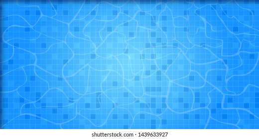 Background With Water Surface In Pool. Texture Of Water Surfac. Overhead View. Vector Illustration.