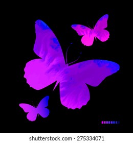 background with watercolor butterflies. Vector