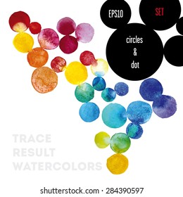 Background watercolor circles. It contains watercolor circles of different colors. White background.